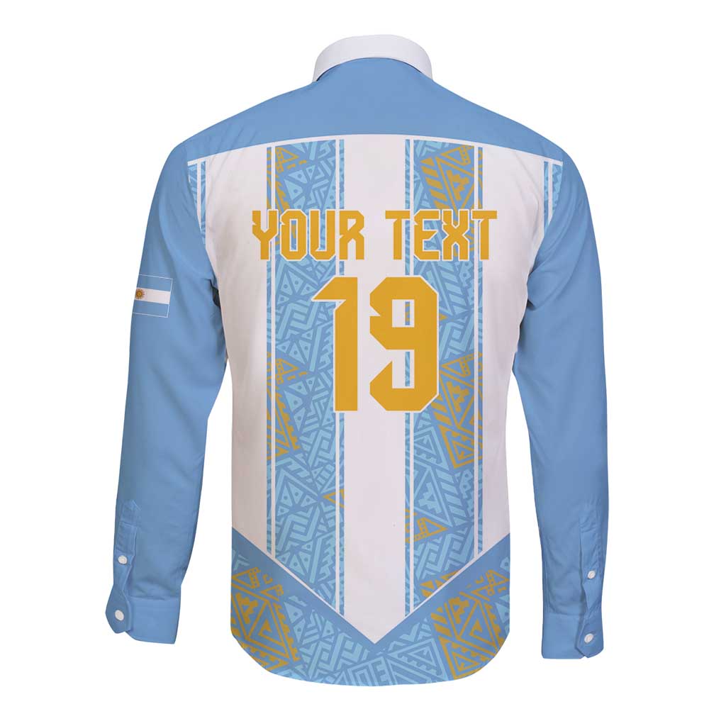Custom World Football 2026 Argentina Long Sleeve Button Shirt La Albiceleste Pride Sun of May