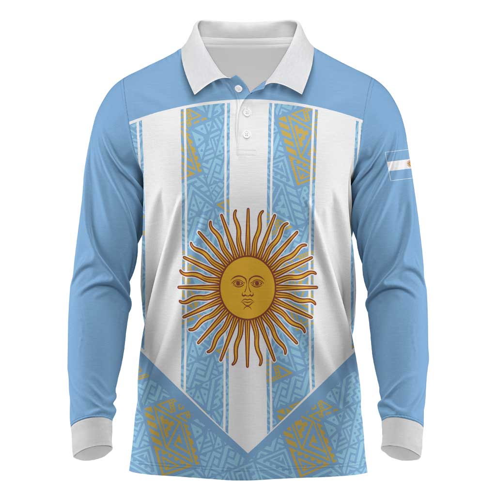 Custom World Football 2026 Argentina Long Sleeve Polo Shirt La Albiceleste Pride Sun of May