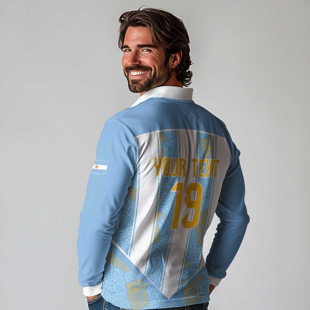 Custom World Football 2026 Argentina Long Sleeve Polo Shirt La Albiceleste Pride Sun of May