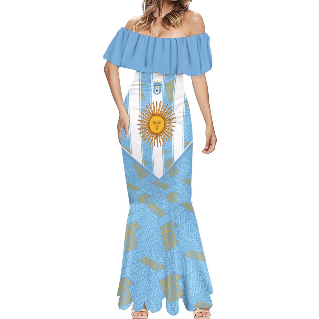 Custom World Football 2026 Argentina Mermaid Dress La Albiceleste Pride Sun of May