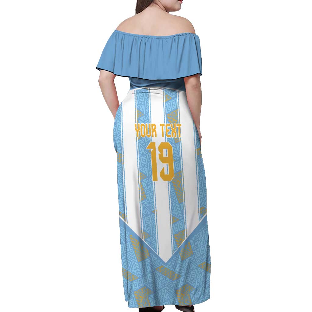 Custom World Football 2026 Argentina Off Shoulder Maxi Dress La Albiceleste Pride Sun of May