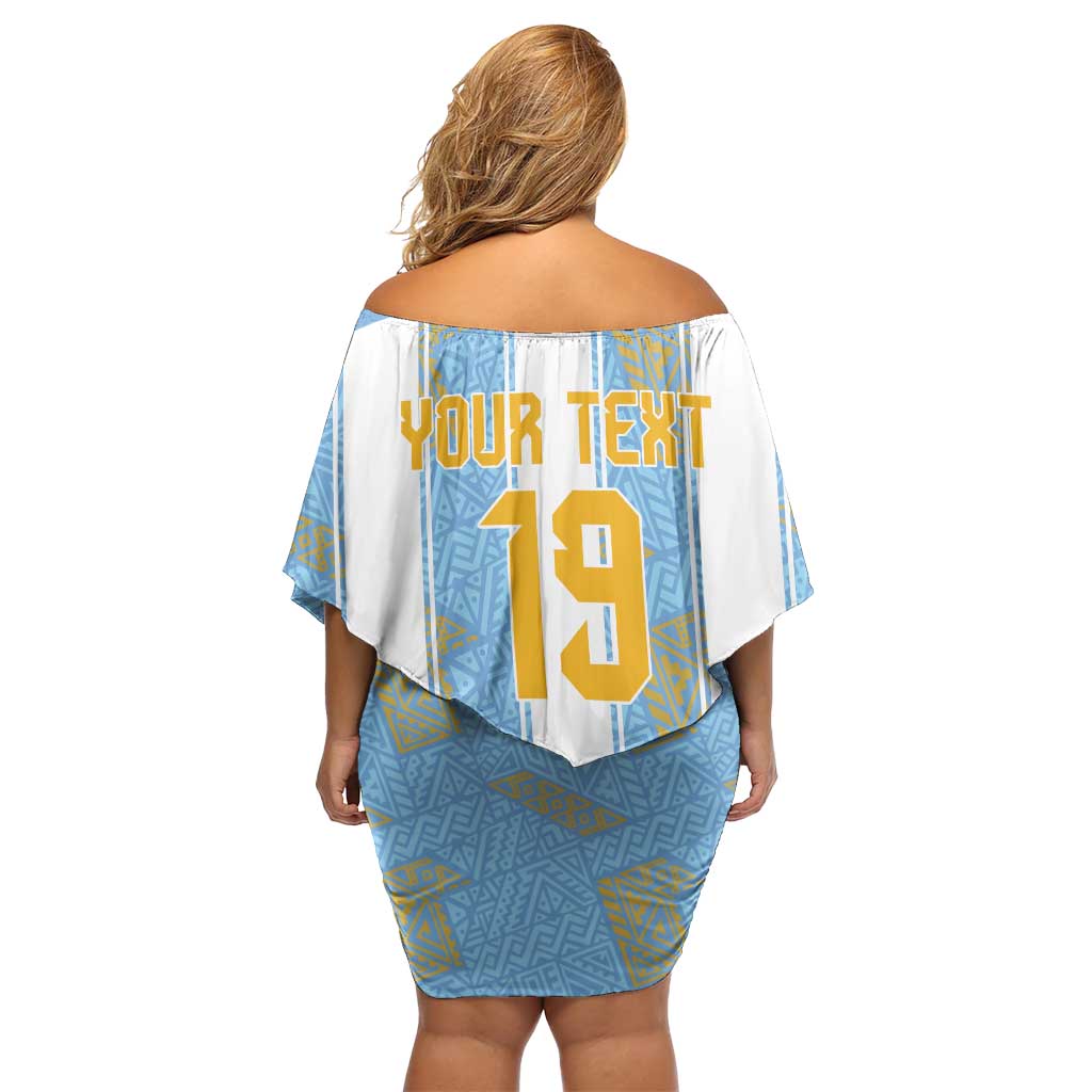 Custom World Football 2026 Argentina Off Shoulder Short Dress La Albiceleste Pride Sun of May