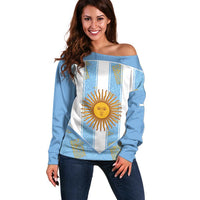 Custom World Football 2026 Argentina Off Shoulder Sweater La Albiceleste Pride Sun of May