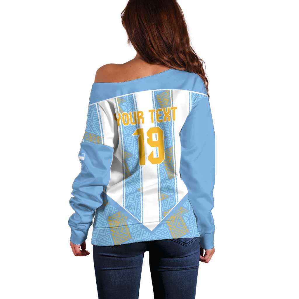 Custom World Football 2026 Argentina Off Shoulder Sweater La Albiceleste Pride Sun of May