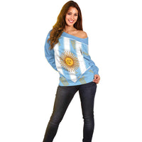 Custom World Football 2026 Argentina Off Shoulder Sweater La Albiceleste Pride Sun of May