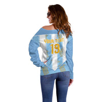 Custom World Football 2026 Argentina Off Shoulder Sweater La Albiceleste Pride Sun of May