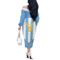 Custom World Football 2026 Argentina Off The Shoulder Long Sleeve Dress La Albiceleste Pride Sun of May