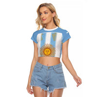 Custom World Football 2026 Argentina Raglan Cropped T Shirt La Albiceleste Pride Sun of May