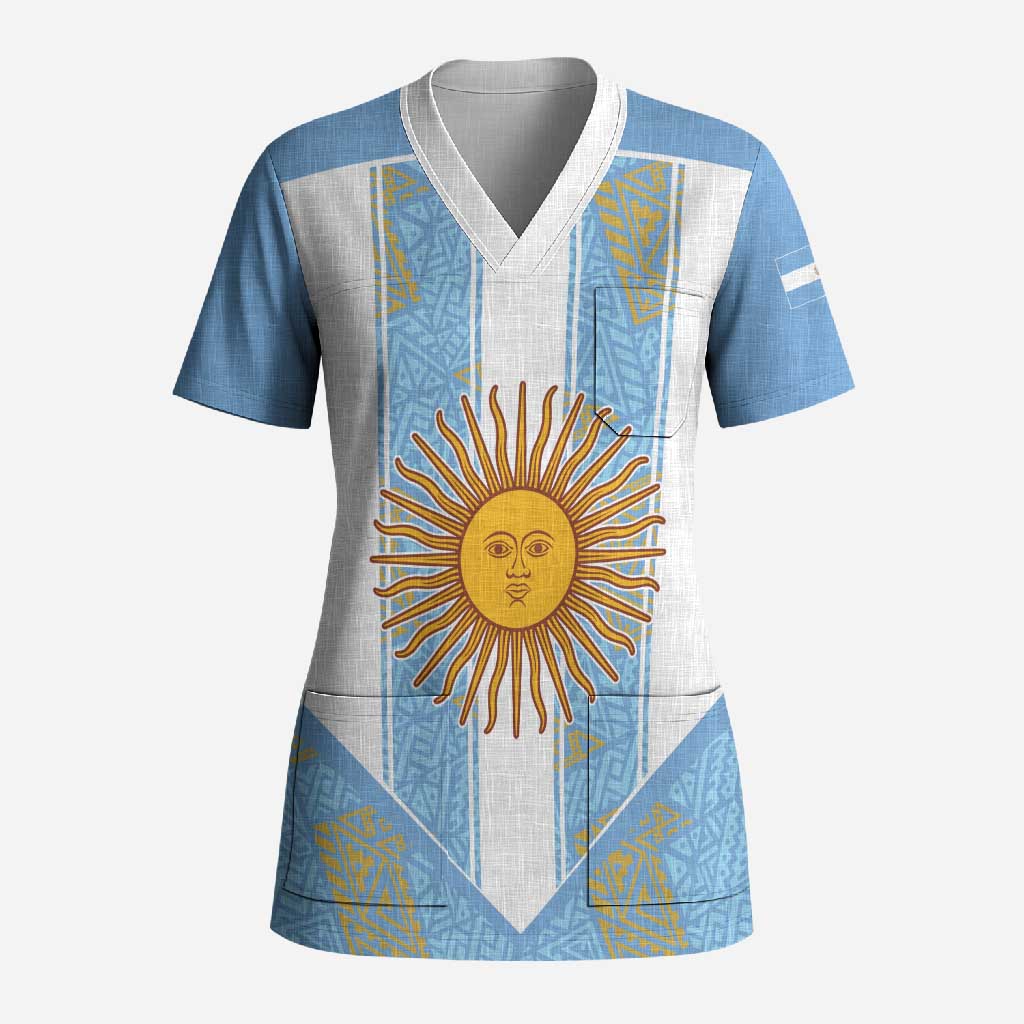 Custom World Football 2026 Argentina Scrub Top La Albiceleste Pride Sun of May