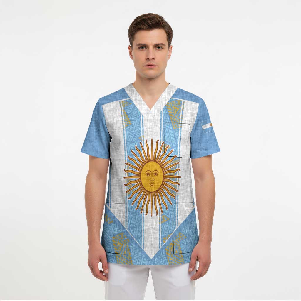 Custom World Football 2026 Argentina Scrub Top La Albiceleste Pride Sun of May