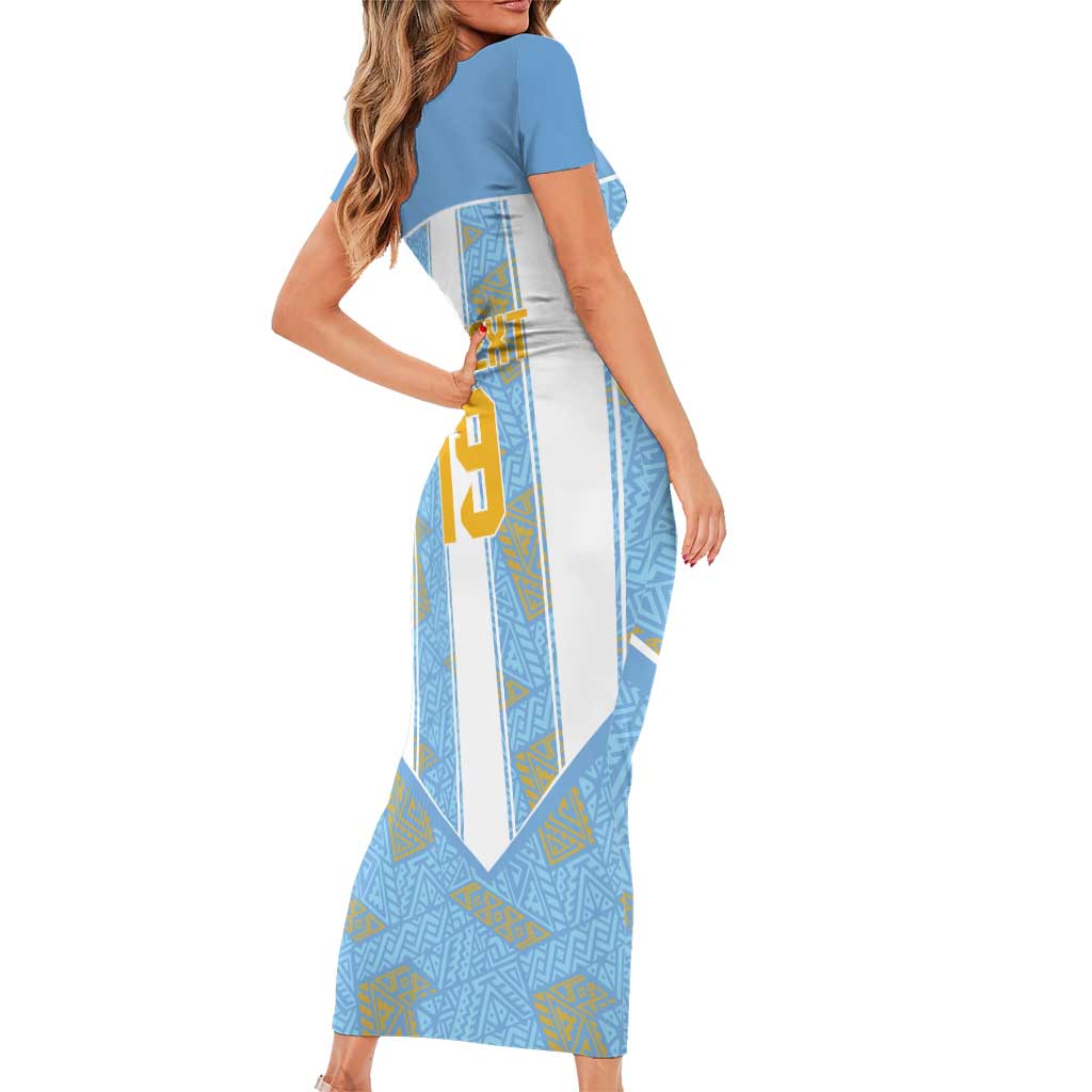 Custom World Football 2026 Argentina Short Sleeve Bodycon Dress La Albiceleste Pride Sun of May