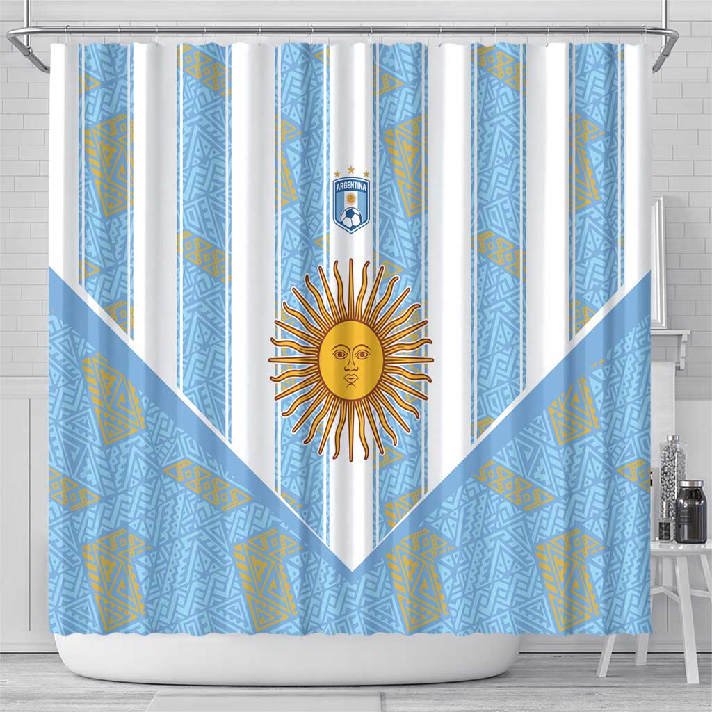 World Football 2026 Argentina Shower Curtain La Albiceleste Pride Sun of May