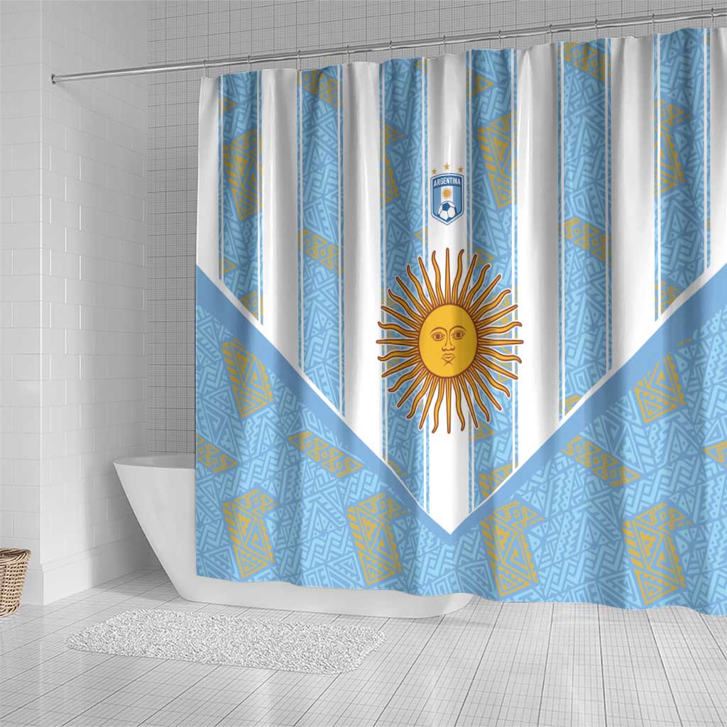 World Football 2026 Argentina Shower Curtain La Albiceleste Pride Sun of May