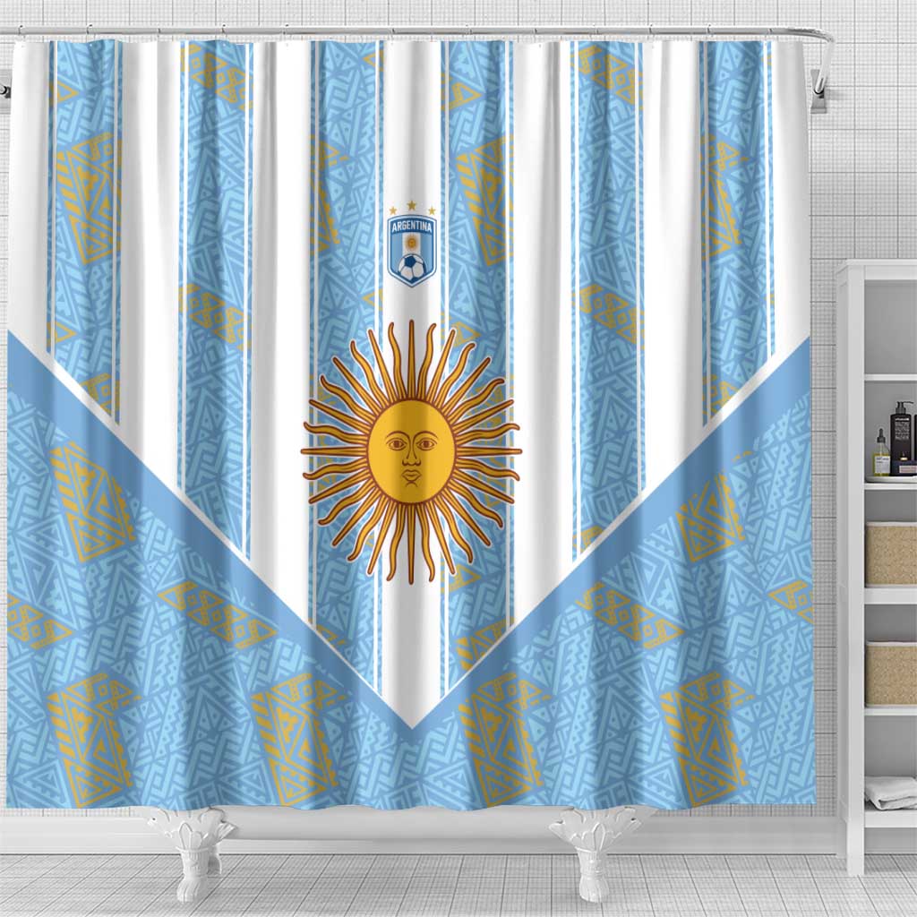 World Football 2026 Argentina Shower Curtain La Albiceleste Pride Sun of May