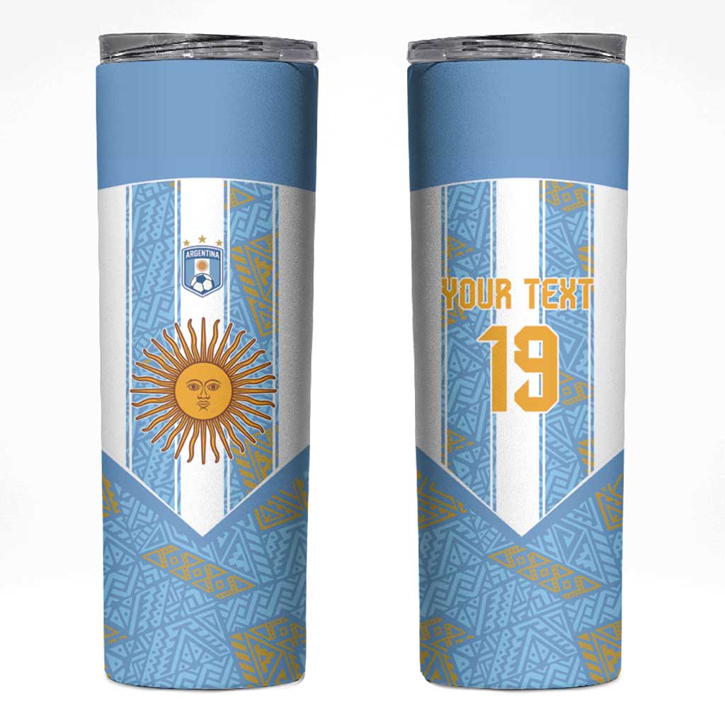 Custom World Football 2026 Argentina Skinny Tumbler La Albiceleste Pride Sun of May
