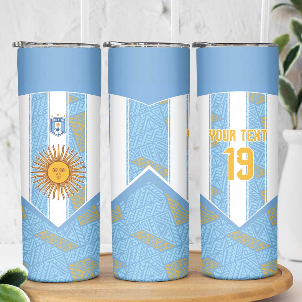 Custom World Football 2026 Argentina Skinny Tumbler La Albiceleste Pride Sun of May