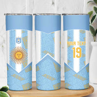 Custom World Football 2026 Argentina Skinny Tumbler La Albiceleste Pride Sun of May