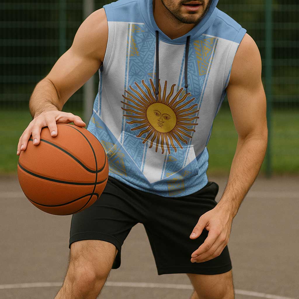 Custom World Football 2026 Argentina Sleeveless Hoodie La Albiceleste Pride Sun of May