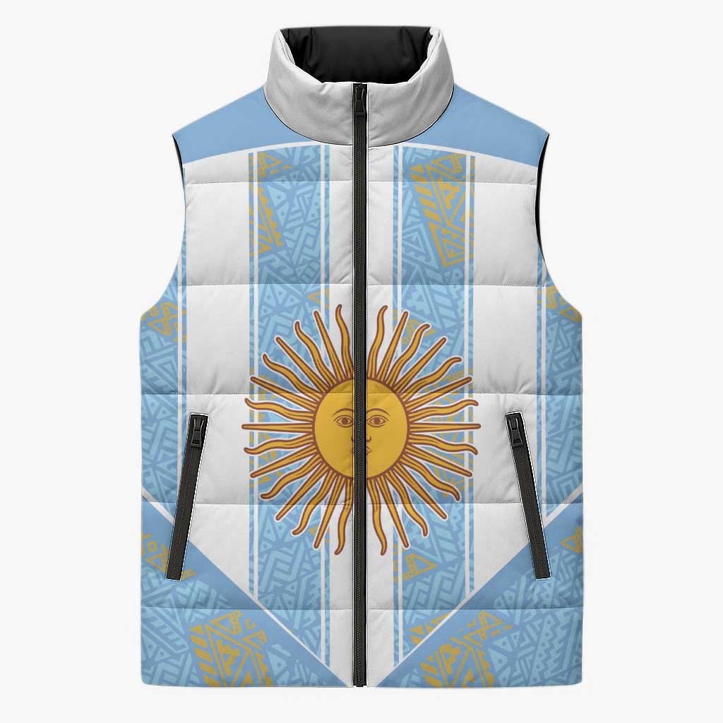 Custom World Football 2026 Argentina Sleeveless Puffer Jacket La Albiceleste Pride Sun of May