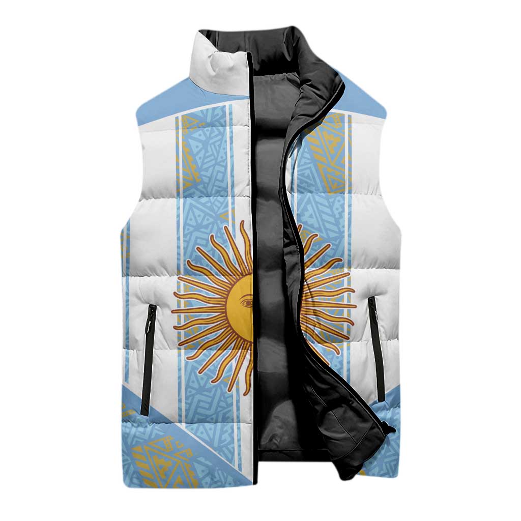 Custom World Football 2026 Argentina Sleeveless Puffer Jacket La Albiceleste Pride Sun of May
