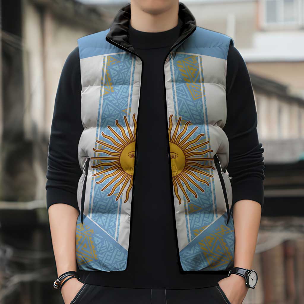 Custom World Football 2026 Argentina Sleeveless Puffer Jacket La Albiceleste Pride Sun of May