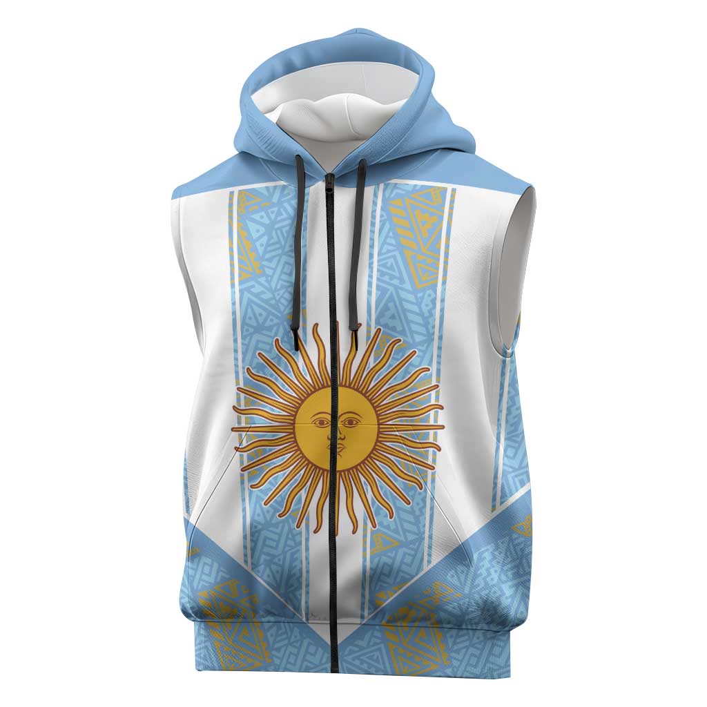 Custom World Football 2026 Argentina Sleeveless Zip Hoodie La Albiceleste Pride Sun of May
