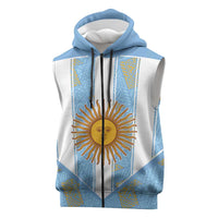 Custom World Football 2026 Argentina Sleeveless Zip Hoodie La Albiceleste Pride Sun of May