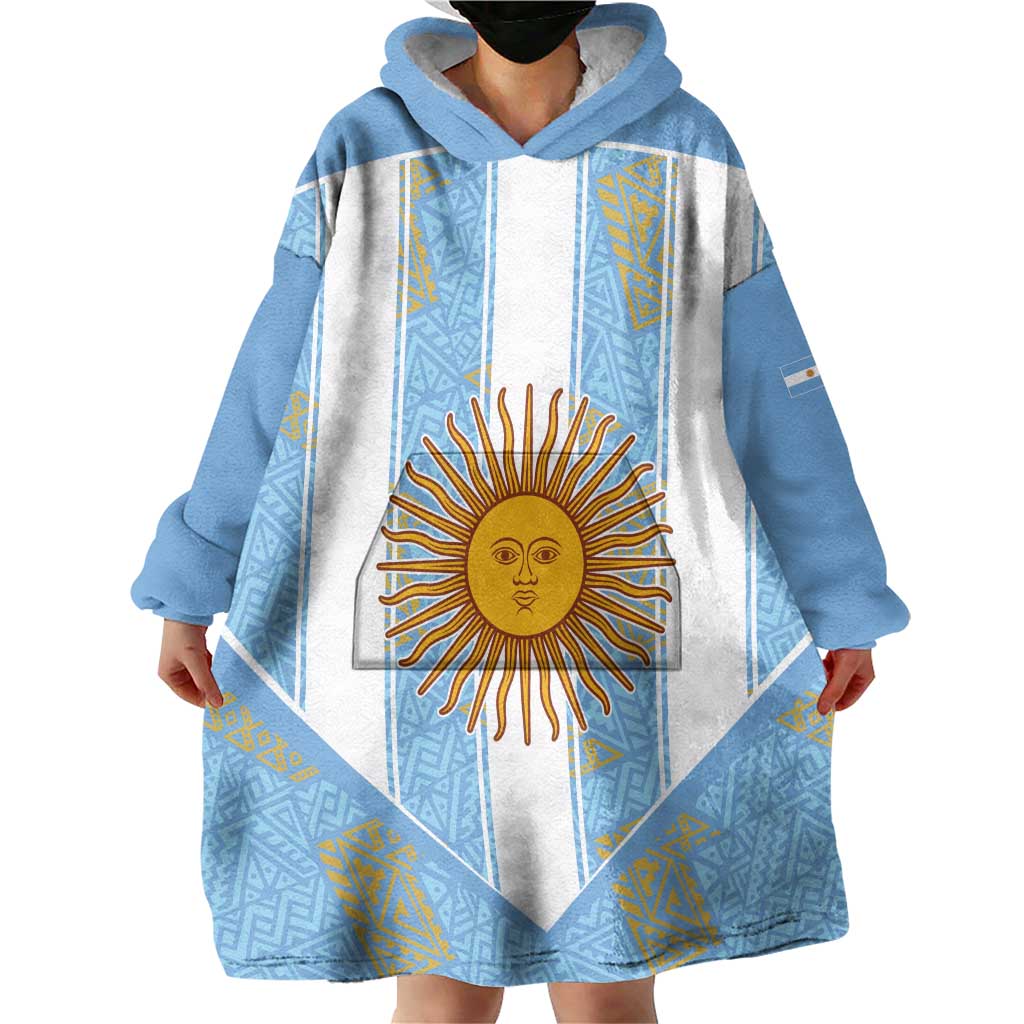 Custom World Football 2026 Argentina Wearable Blanket Hoodie La Albiceleste Pride Sun of May