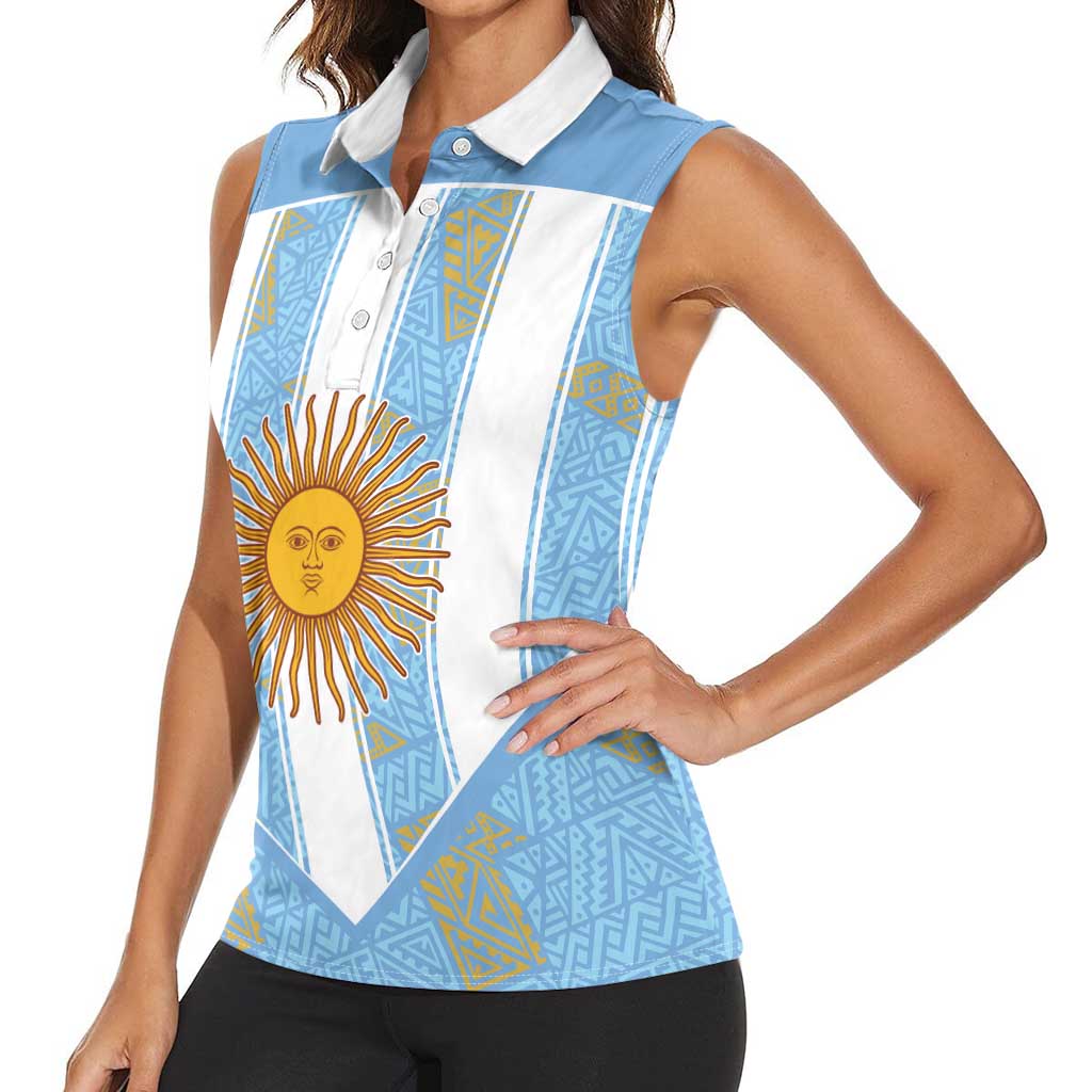Custom World Football 2026 Argentina Women Sleeveless Polo Shirt La Albiceleste Pride Sun of May