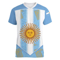 Custom World Football 2026 Argentina Women V-Neck T-Shirt La Albiceleste Pride Sun of May