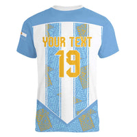 Custom World Football 2026 Argentina Women V-Neck T-Shirt La Albiceleste Pride Sun of May