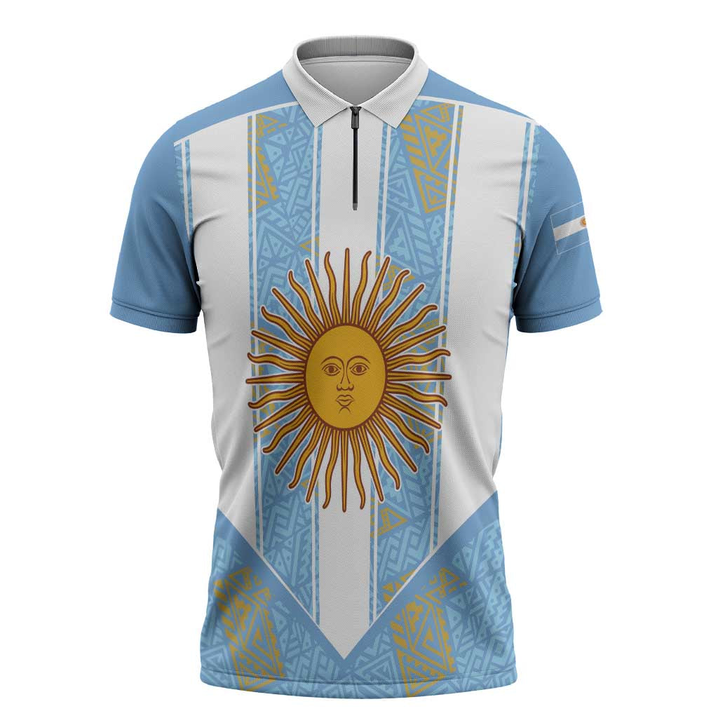 Custom World Football 2026 Argentina Zipper Polo Shirt La Albiceleste Pride Sun of May