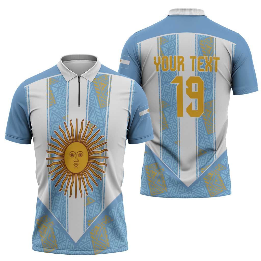 Custom World Football 2026 Argentina Zipper Polo Shirt La Albiceleste Pride Sun of May