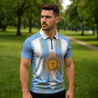 Custom World Football 2026 Argentina Zipper Polo Shirt La Albiceleste Pride Sun of May