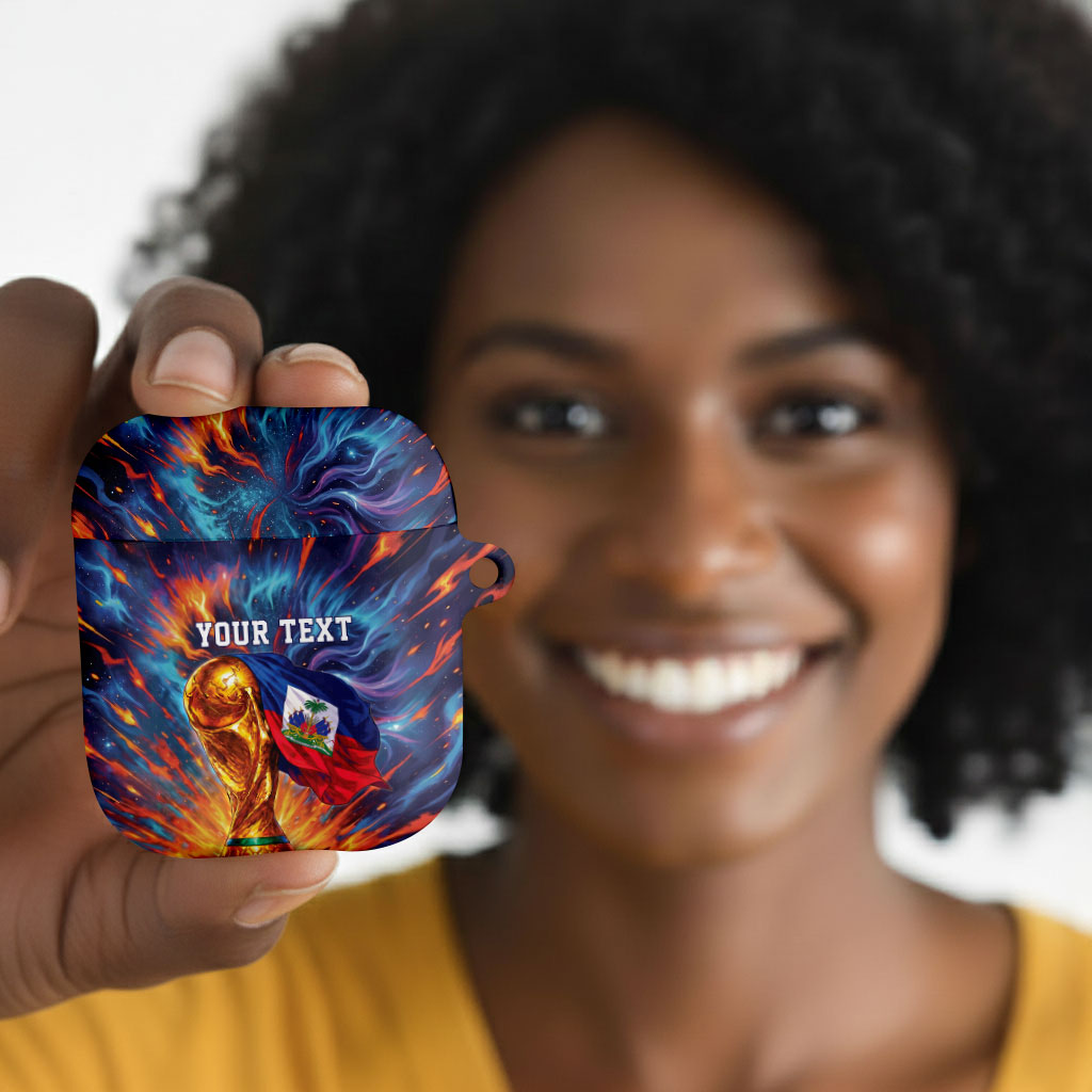 Personalized World Football 2026 Afro Haiti AirPods Case Les Grenadiers Trophy Flag Art