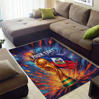 Personalized World Football 2026 Afro Haiti Area Rug Les Grenadiers Trophy Flag Art