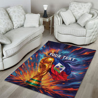 Personalized World Football 2026 Afro Haiti Area Rug Les Grenadiers Trophy Flag Art