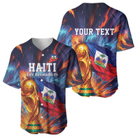 Personalized World Football 2026 Afro Haiti Baseball Jersey Les Grenadiers Trophy Flag Art