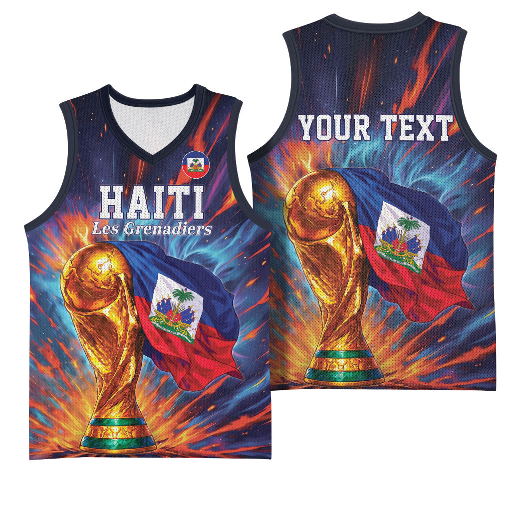 Personalized World Football 2026 Afro Haiti Basketball Jersey Les Grenadiers Trophy Flag Art