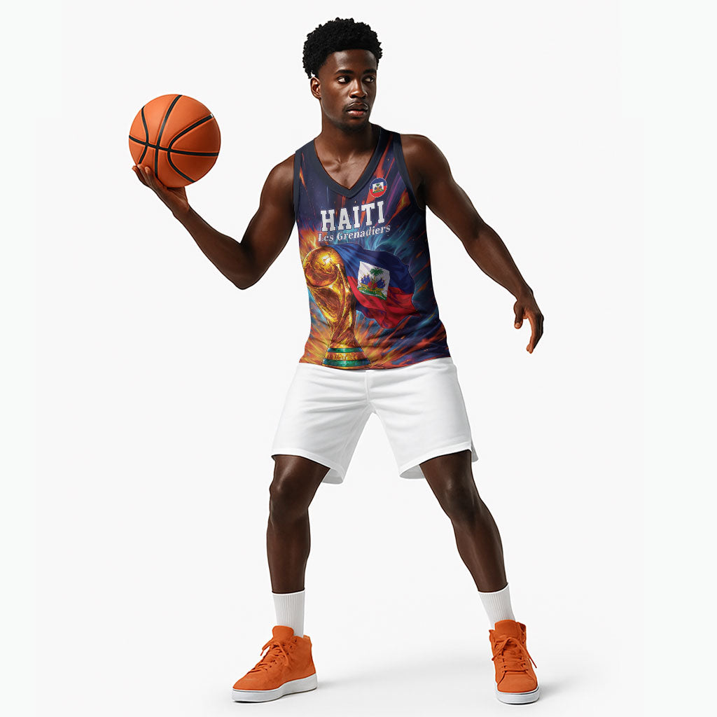 Personalized World Football 2026 Afro Haiti Basketball Jersey Les Grenadiers Trophy Flag Art