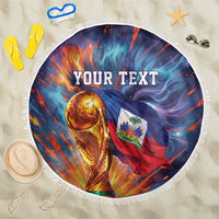 Personalized World Football 2026 Afro Haiti Beach Blanket Les Grenadiers Trophy Flag Art