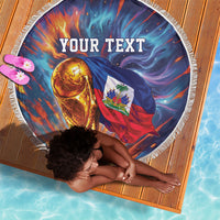 Personalized World Football 2026 Afro Haiti Beach Blanket Les Grenadiers Trophy Flag Art