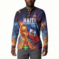 Personalized World Football 2026 Afro Haiti Button Sweatshirt Les Grenadiers Trophy Flag Art