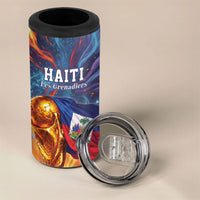 Personalized World Football 2026 Afro Haiti 4 in 1 Can Cooler Tumbler Les Grenadiers Trophy Flag Art