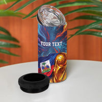 Personalized World Football 2026 Afro Haiti 4 in 1 Can Cooler Tumbler Les Grenadiers Trophy Flag Art