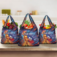 Personalized World Football 2026 Afro Haiti Grocery Bag Les Grenadiers Trophy Flag Art