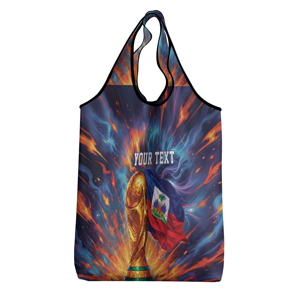 Personalized World Football 2026 Afro Haiti Grocery Bag Les Grenadiers Trophy Flag Art