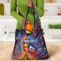 Personalized World Football 2026 Afro Haiti Grocery Bag Les Grenadiers Trophy Flag Art