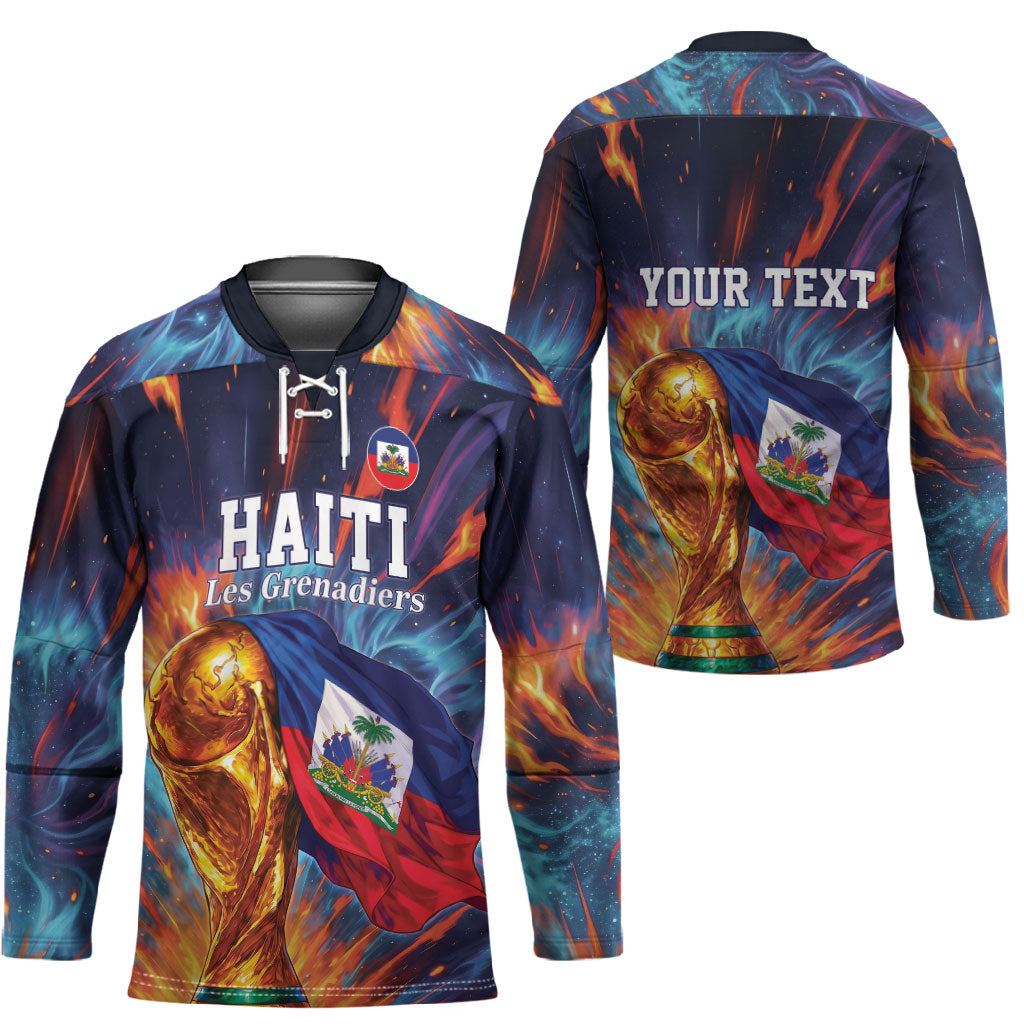 Personalized World Football 2026 Afro Haiti Hockey Jersey Les Grenadiers Trophy Flag Art