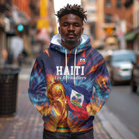 Personalized World Football 2026 Afro Haiti Hoodie Les Grenadiers Trophy Flag Art